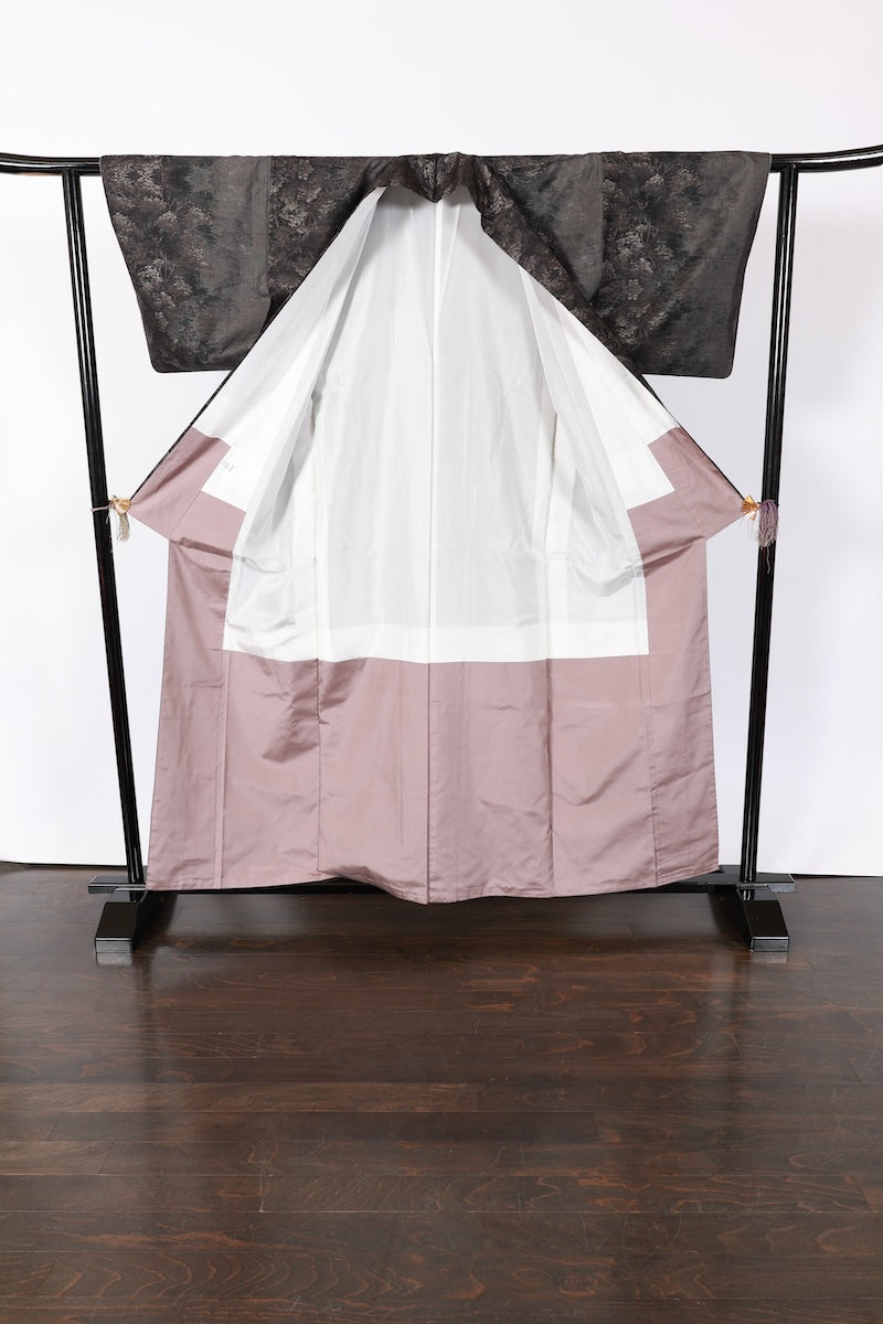 Japanese kimono used <sumugi> L-size silk 100% /B942