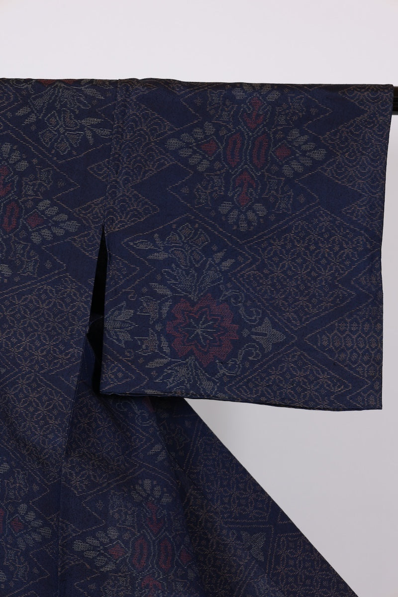 Japanese kimono used <Komonn> M-size silk wool /B915