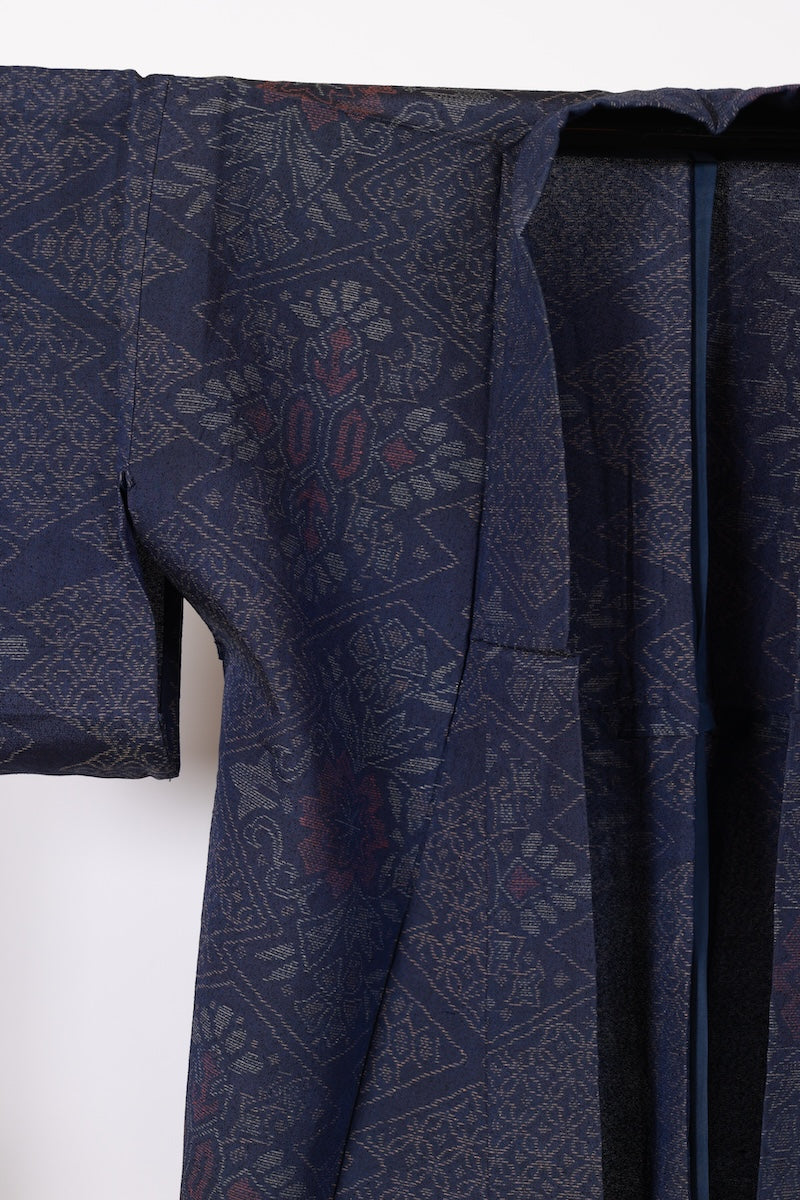 Japanese kimono used <Komonn> M-size silk wool /B915