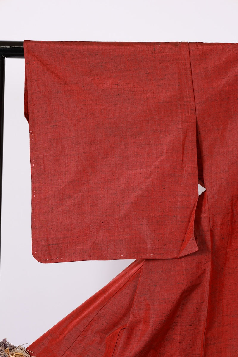 Japanese kimono used <Tsumugi> L-size silk 100% /B940