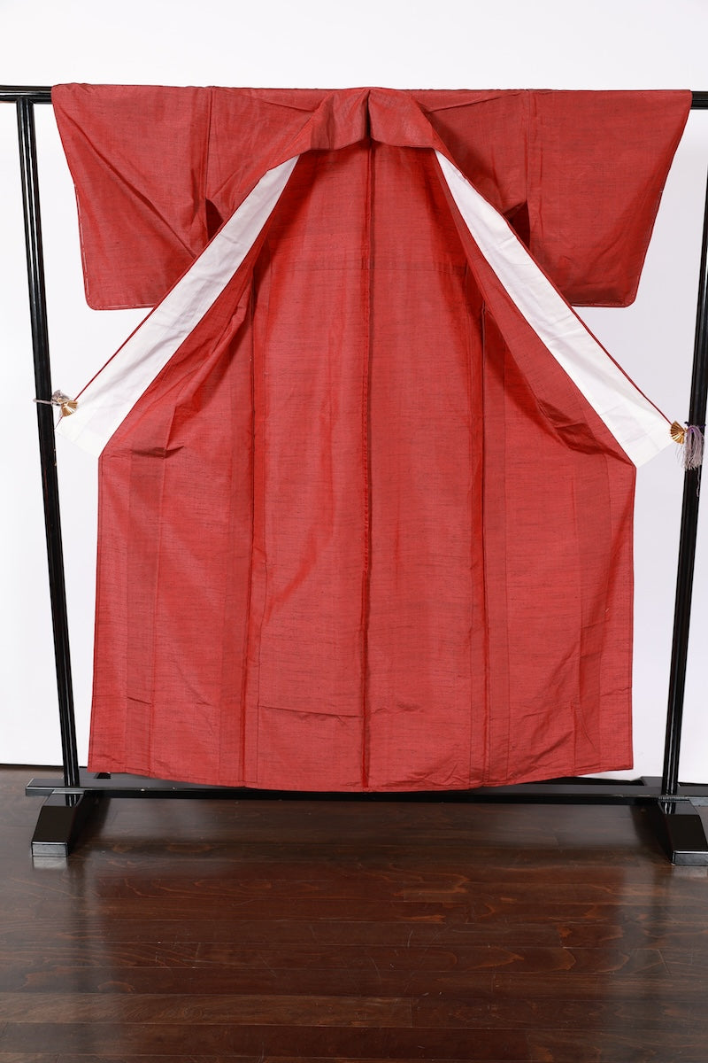 Japanese kimono used <Tsumugi> L-size silk 100% /B940