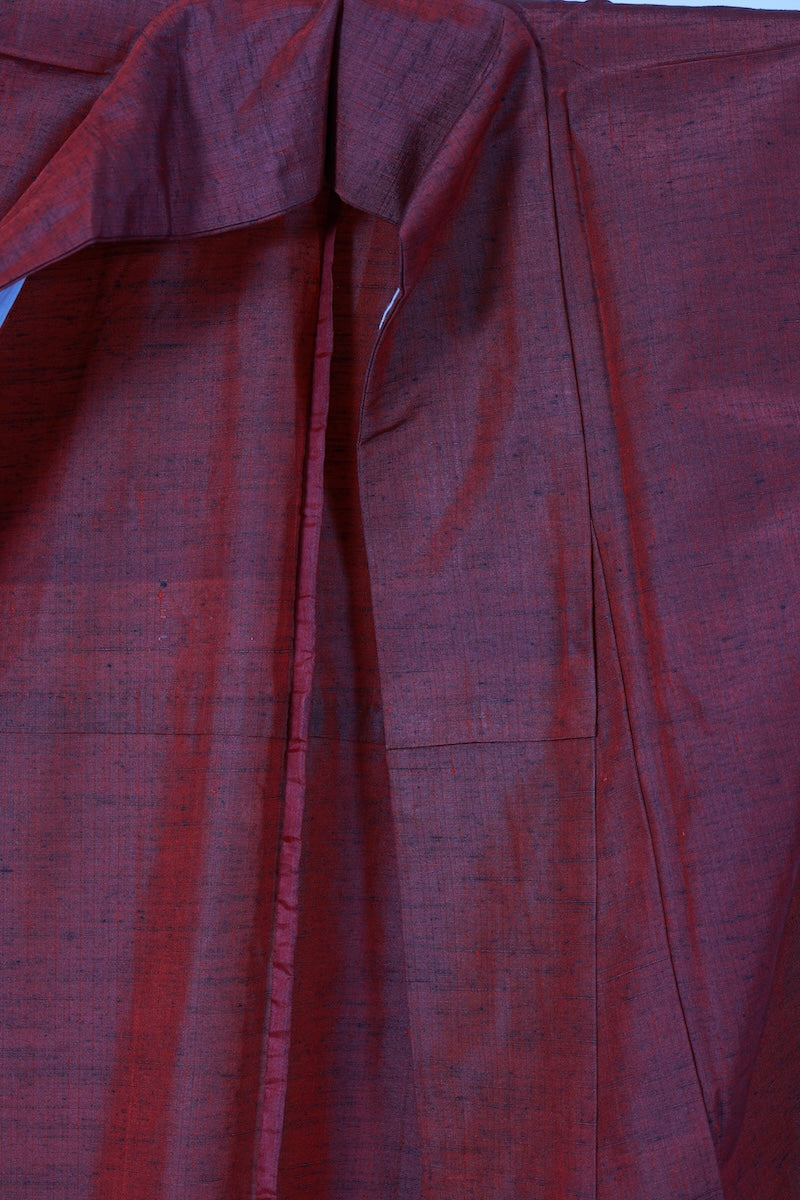 Japanese kimono used <Tsumugi> L-size silk 100% /B940