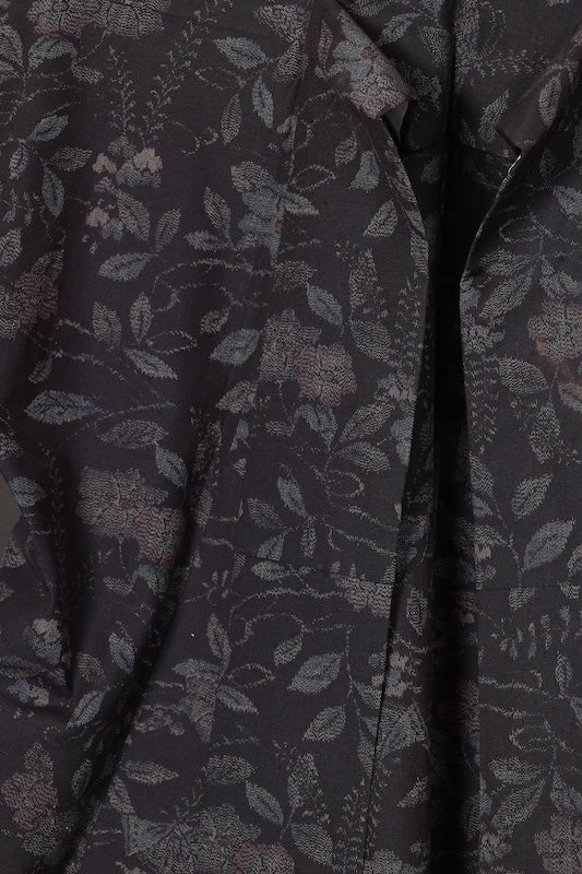 Tokamachi Tsumugi silk(used kimono fabric), brown, purple, indigo, floral and butterfly pattern, ikat weave, handwoven, R175