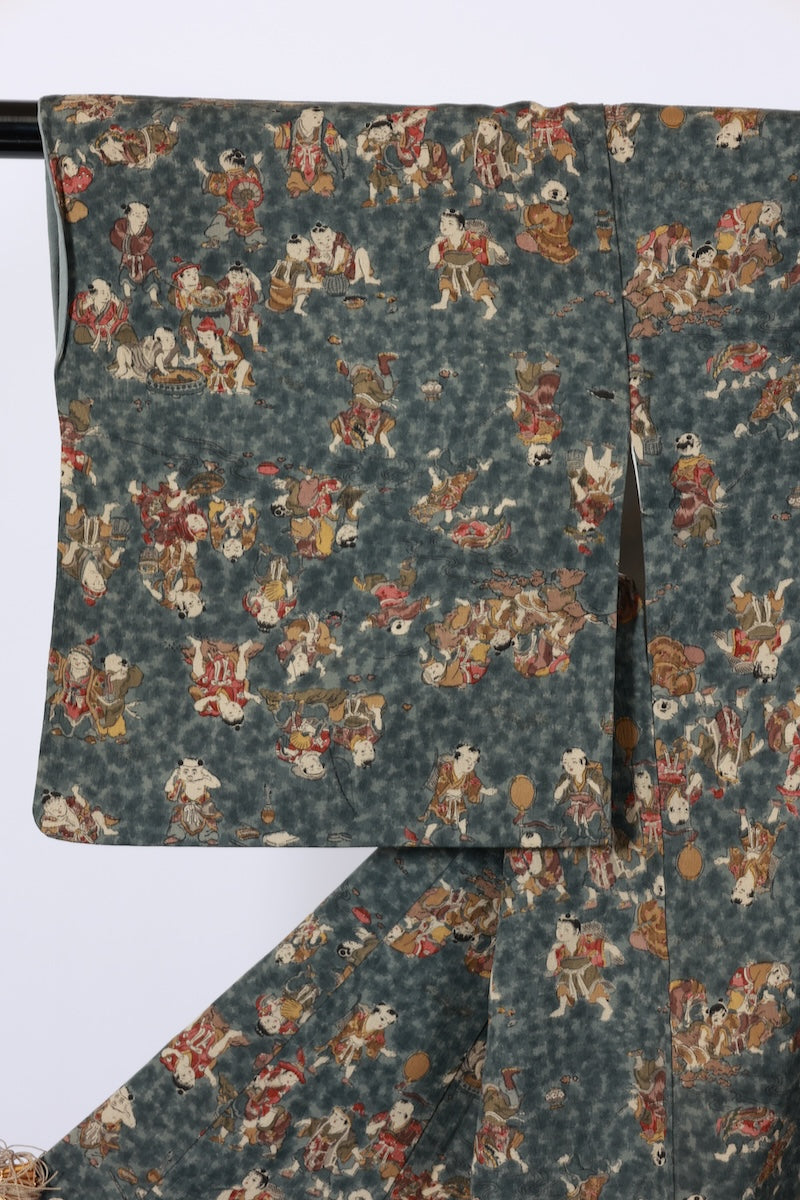 Japanese kimono used <Komon> L-size silk 100% /B918