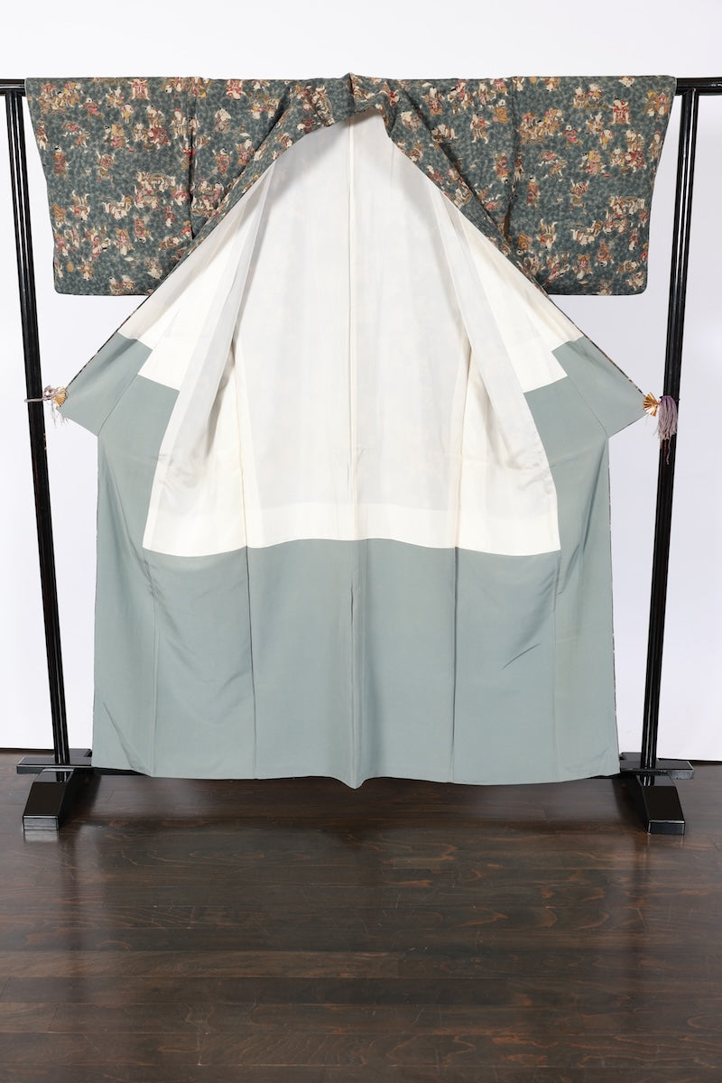Japanese kimono used <Komon> L-size silk 100% /B918