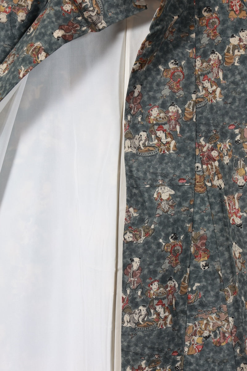 Japanese kimono used <Komon> L-size silk 100% /B918