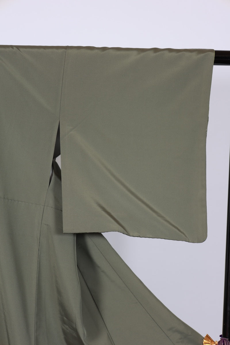 Japanese kimono used <tsumugi> M-size silk 100% /B949