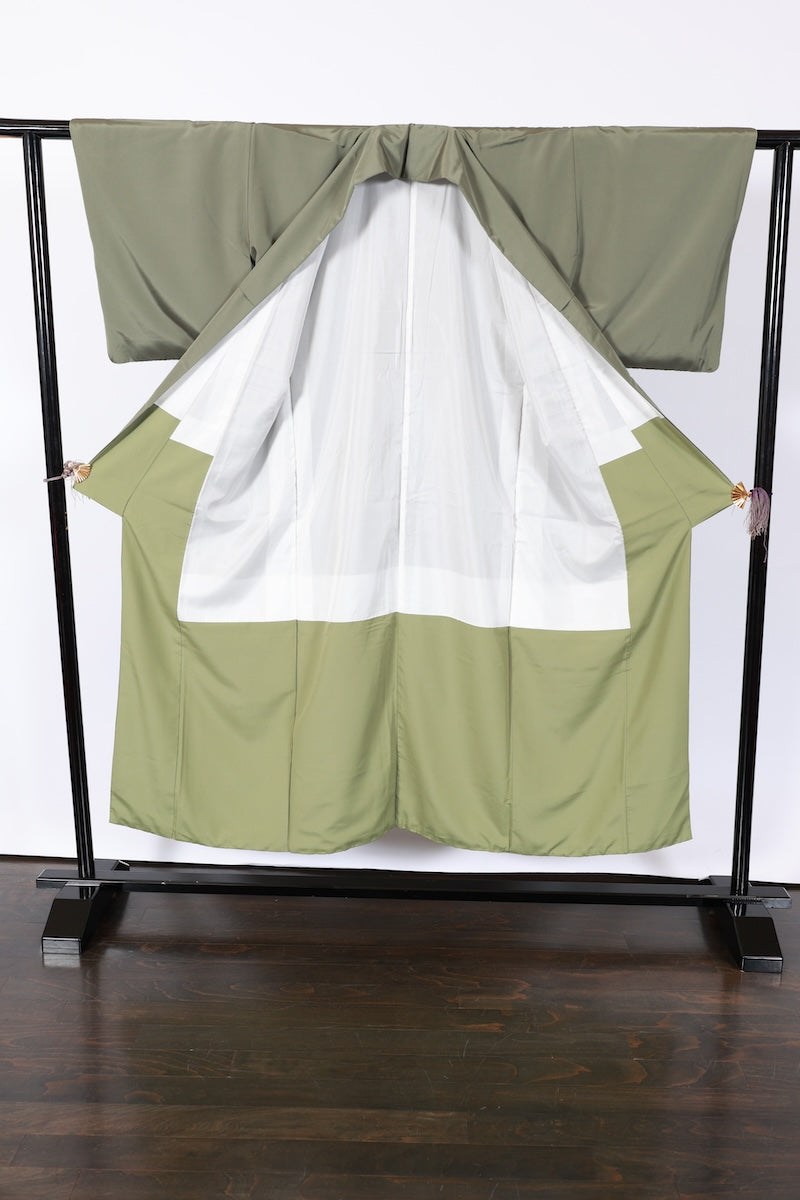 Japanese kimono used <tsumugi> M-size silk 100% /B949