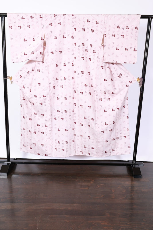 Japanese kimono used <tsumugi> M-size silk 100% /B925