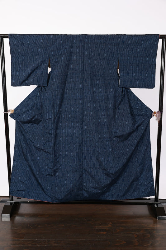 Japanese kimono used <Tsumugi> M-size silk 100% /B930