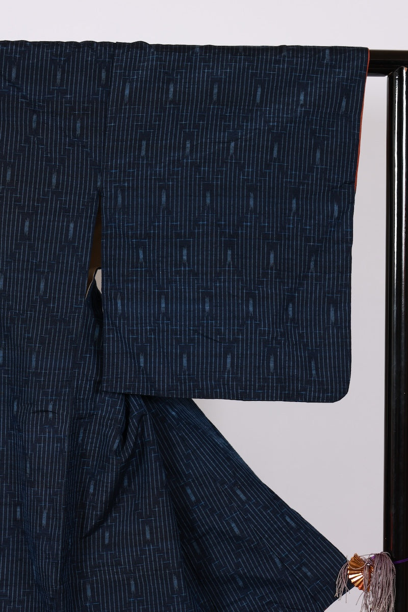 Japanese kimono used <Tsumugi> M-size silk 100% /B930