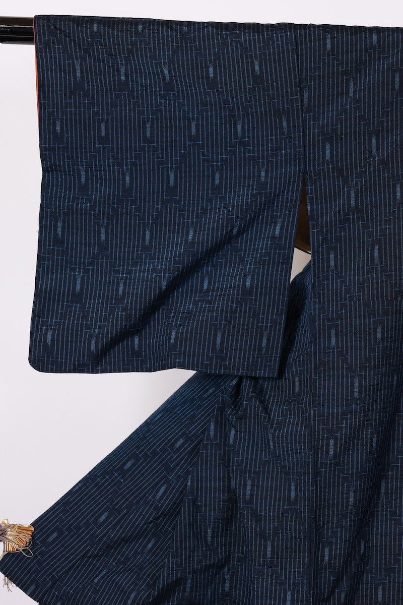 Japanese kimono used <Tsumugi> M-size silk 100% /B930