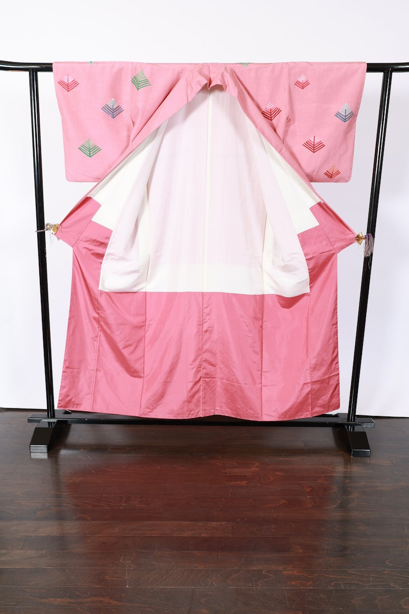 Japanese kimono used <tsukesage> M-size silk 100% /B947