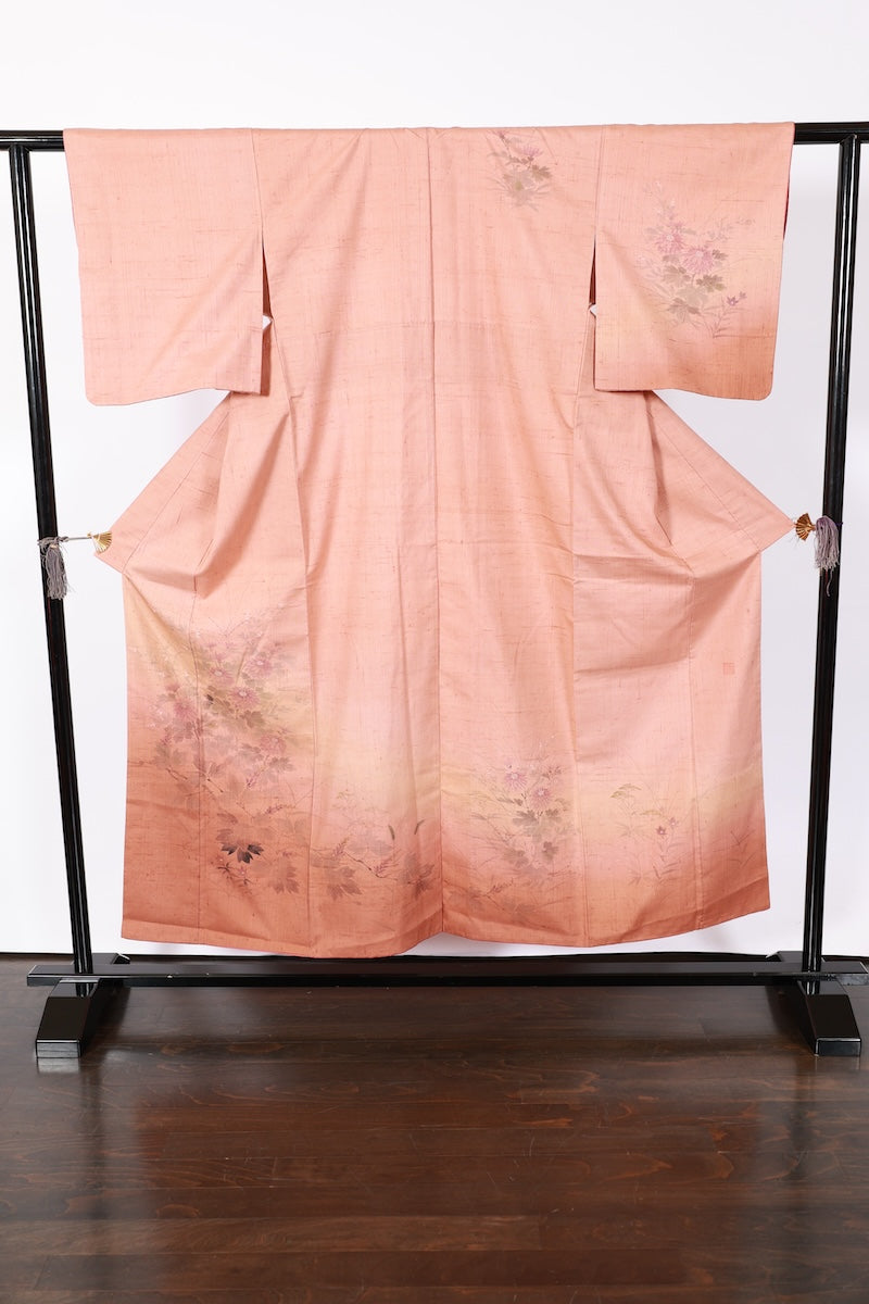 Japanese kimono used <houmongi> M-size silk 100% /B929