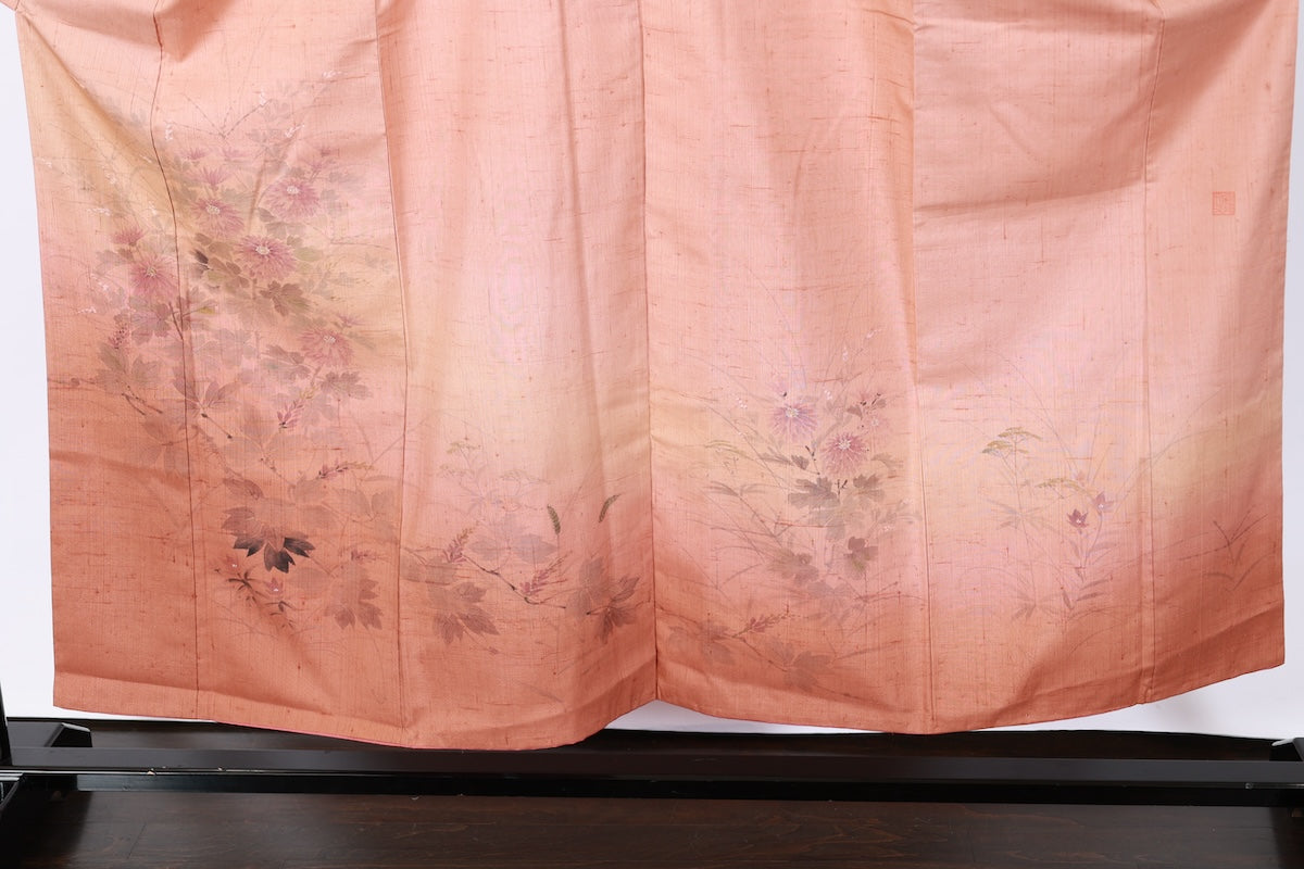 Japanese kimono used <houmongi> M-size silk 100% /B929