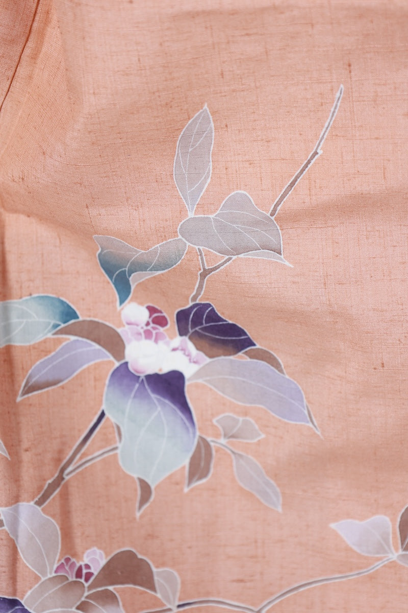 Japanese kimono used <Tsumugi> M-size silk 100% /B920