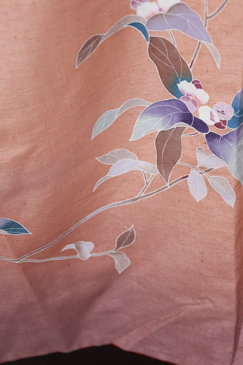 Japanese kimono used <Tsumugi> M-size silk 100% /B920