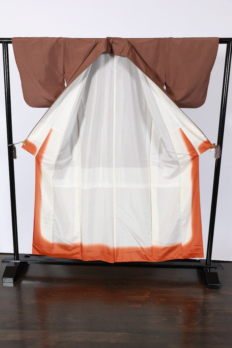Japanese kimono used <houmongi> M-size silk 100% /B928