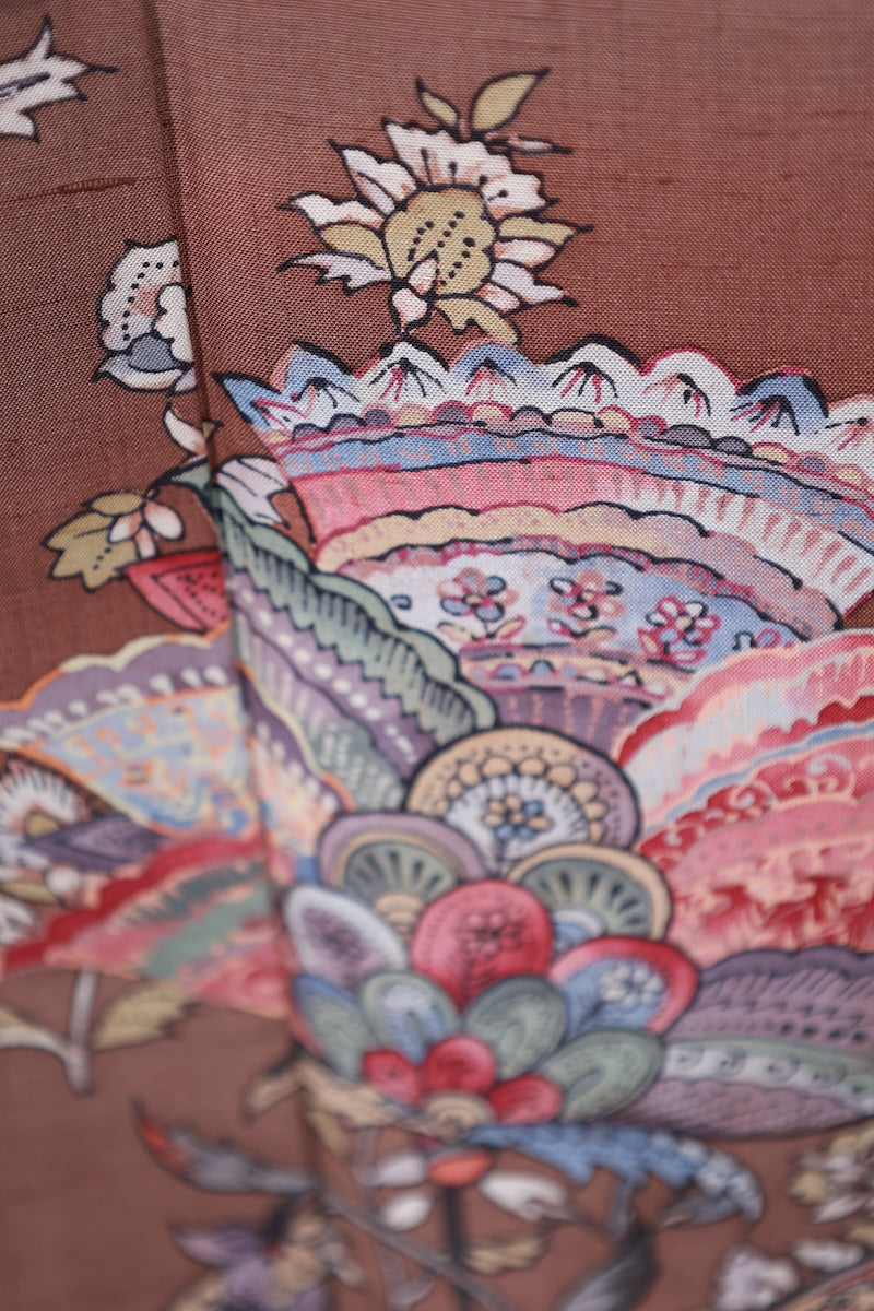Japanese kimono used <houmongi> M-size silk 100% /B928