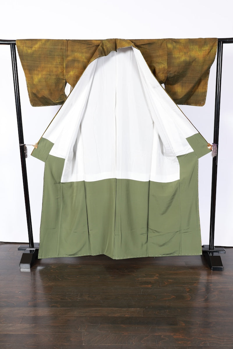 Japanese kimono Unused New <Tsumugi,Houmongi> L-size silk 100% /B936