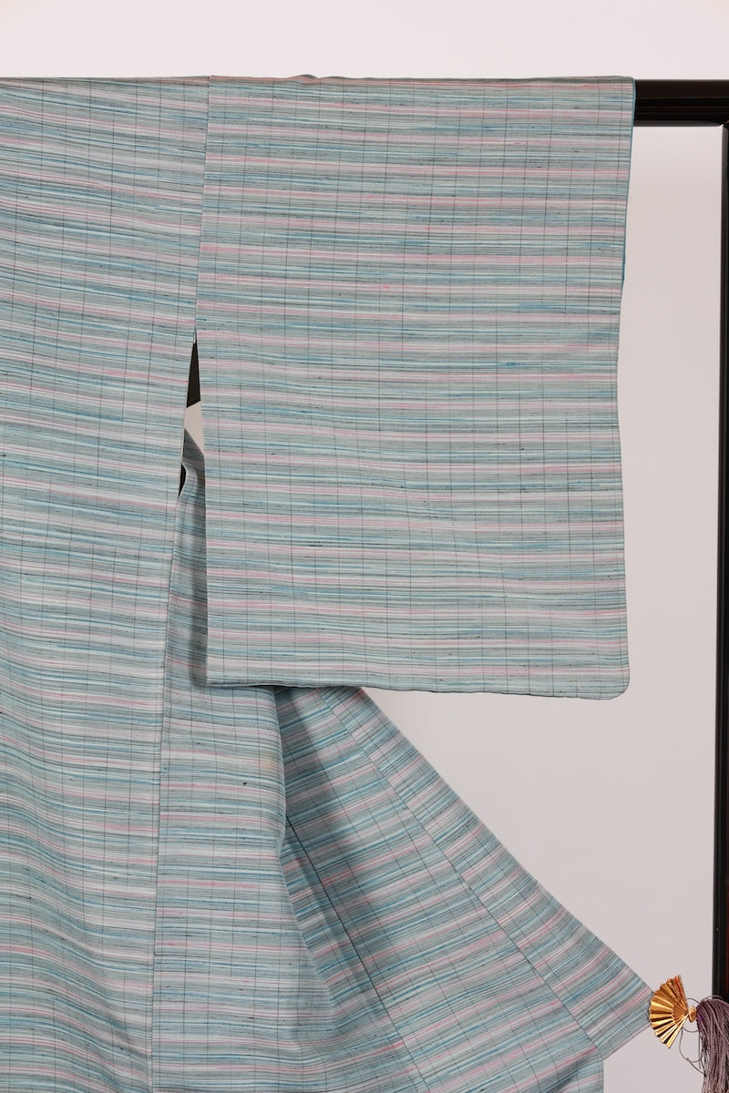 Japanese kimono used <Tsumugi> M-size silk 100% /B932