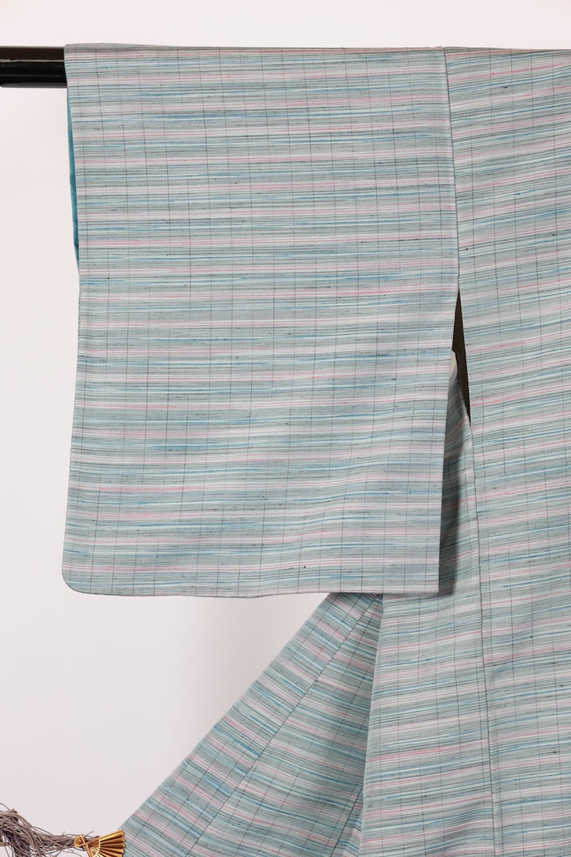 Japanese kimono used <Tsumugi> M-size silk 100% /B932