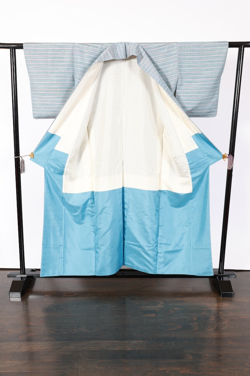 Japanese kimono used <Tsumugi> M-size silk 100% /B932