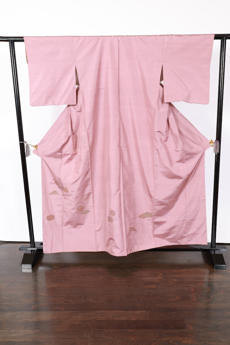 Japanese kimono used <Tsukesage> L-size silk 100% /B922