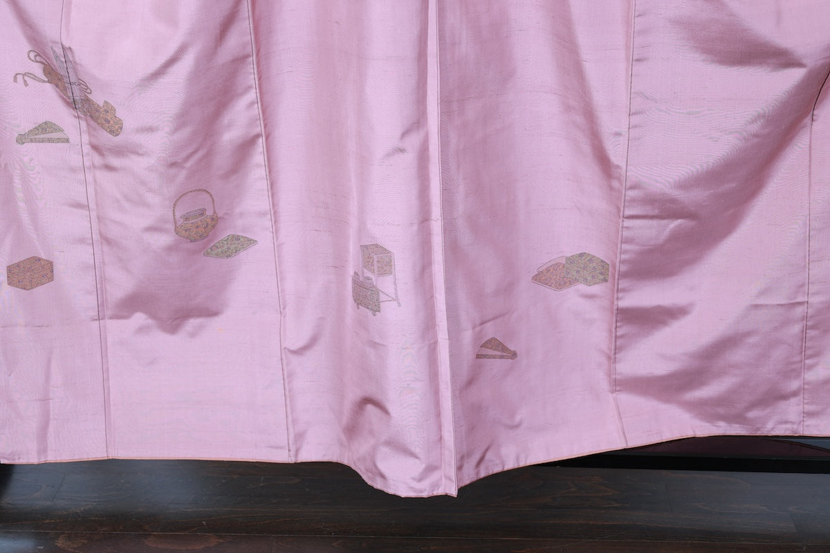 Japanese kimono used <Tsukesage> L-size silk 100% /B922