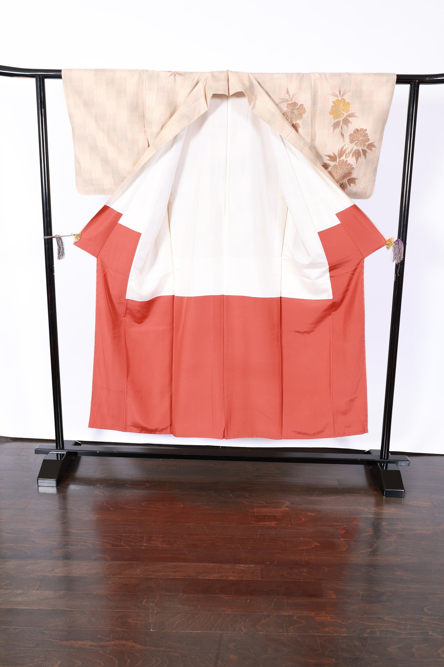 Japanese kimono used <houmongi> M-size silk 100% /B935