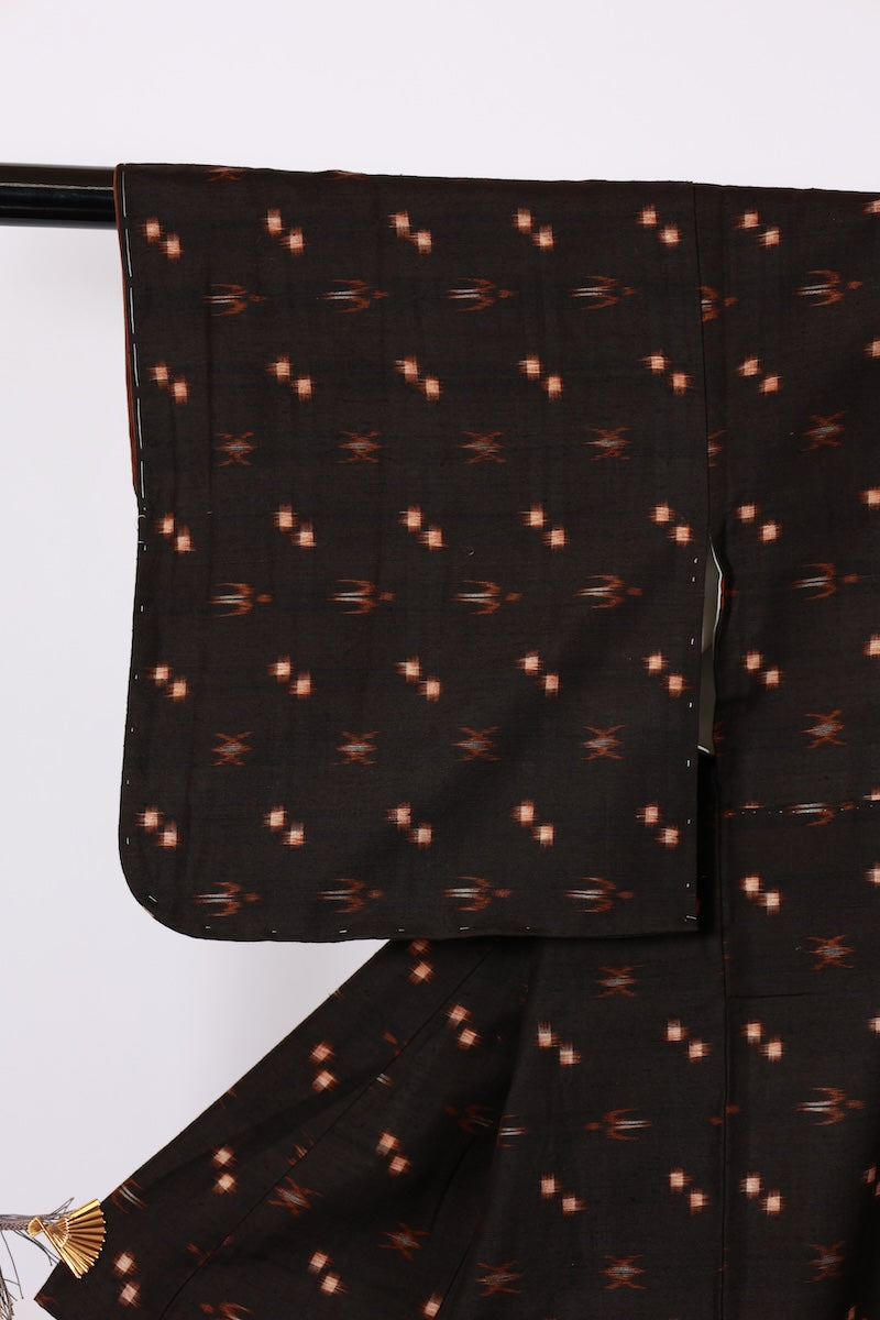 Japanese kimono used <Tsumugi> M-size silk 100% /B934