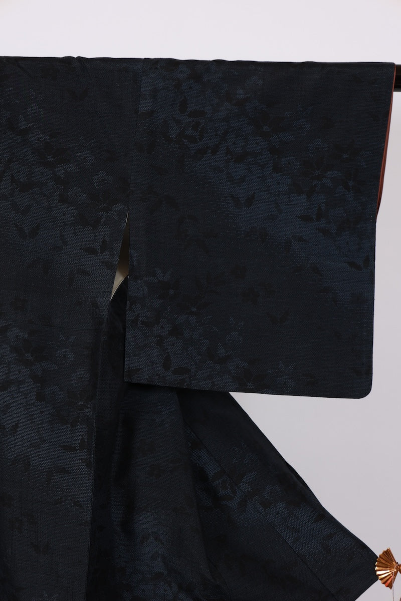 Japanese kimono used <tsumugi> M-size silk 100% /B933