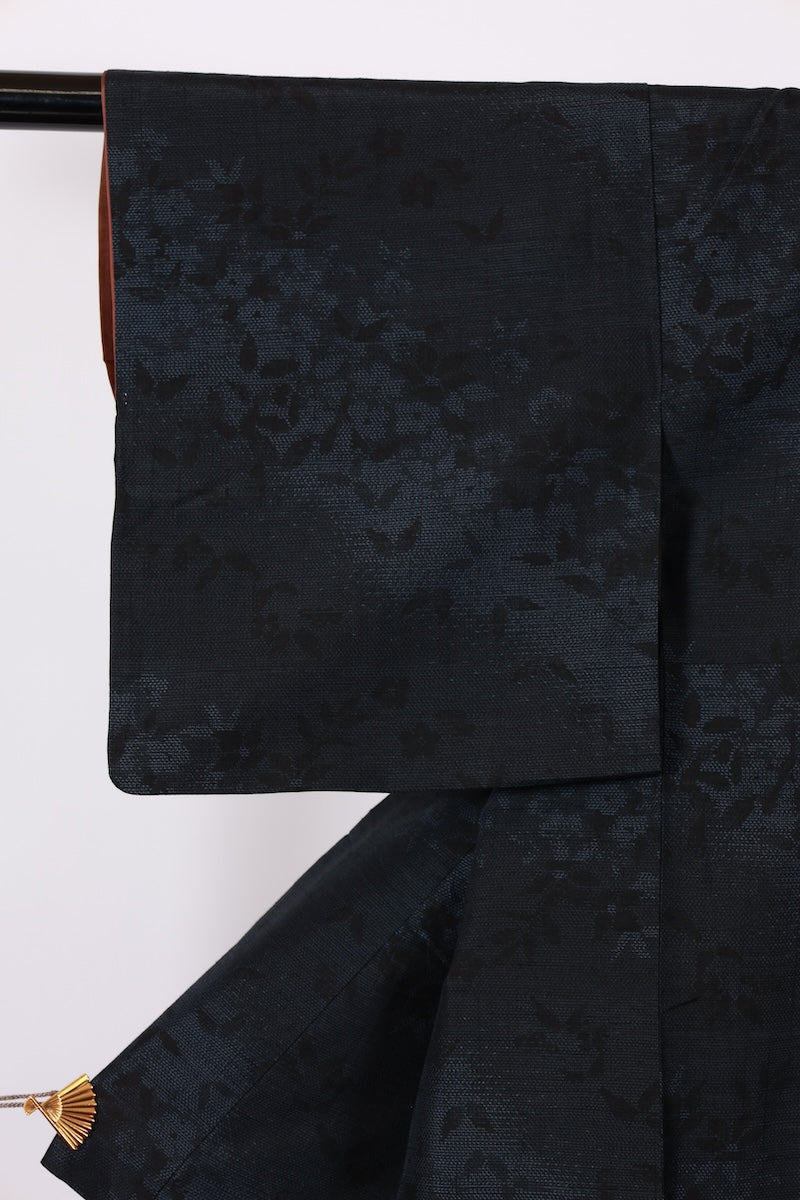 Japanese kimono used <tsumugi> M-size silk 100% /B933