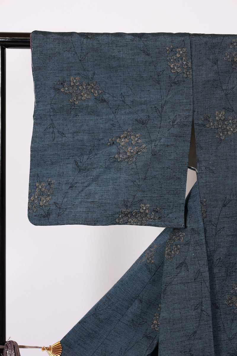 Japanese kimono Unused New <Tsumugi> M-size silk 100% /B923