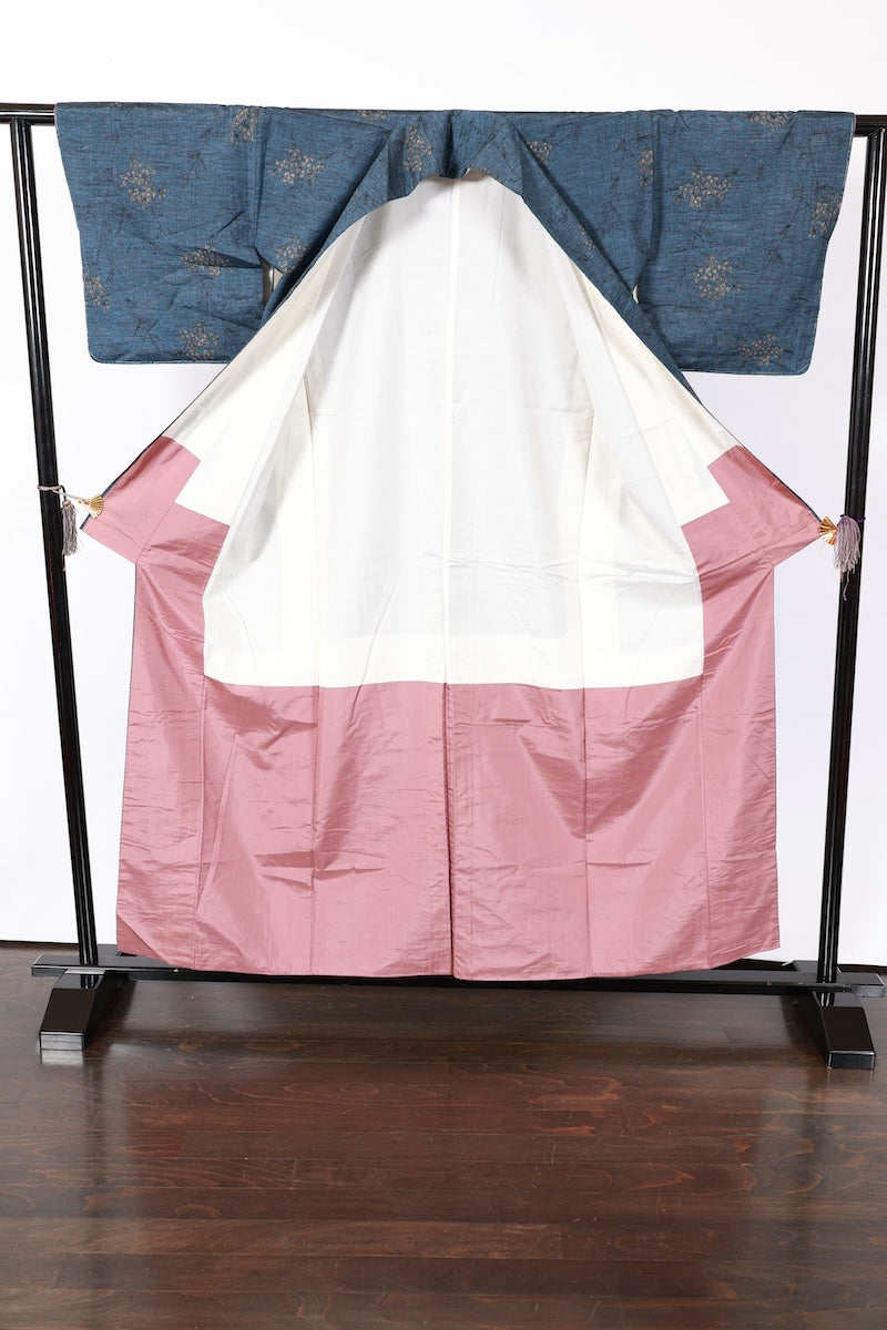 Japanese kimono Unused New <Tsumugi> M-size silk 100% /B923