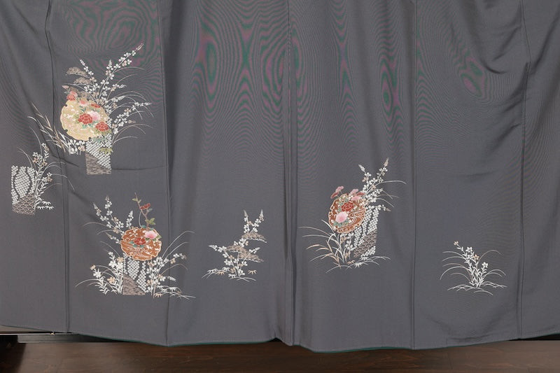 Japanese kimono used <houmongi> M-size silk 100% /B977