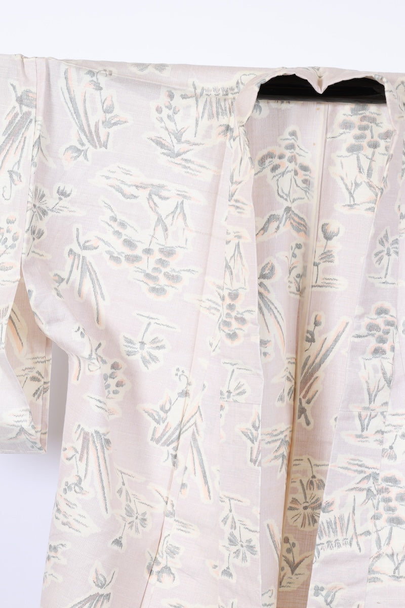 Japanese kimono used <Tsumugi> M-size silk 100% /B974
