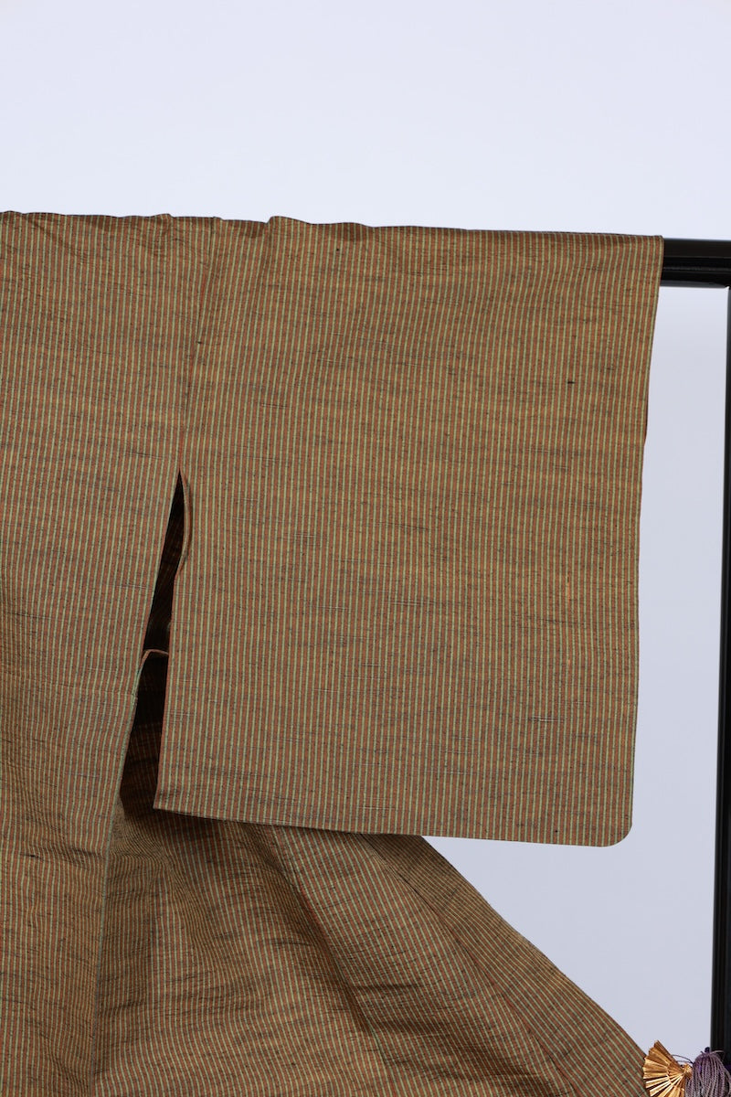 Japanese kimono used <Tsumugi> M-size silk 100% /B973