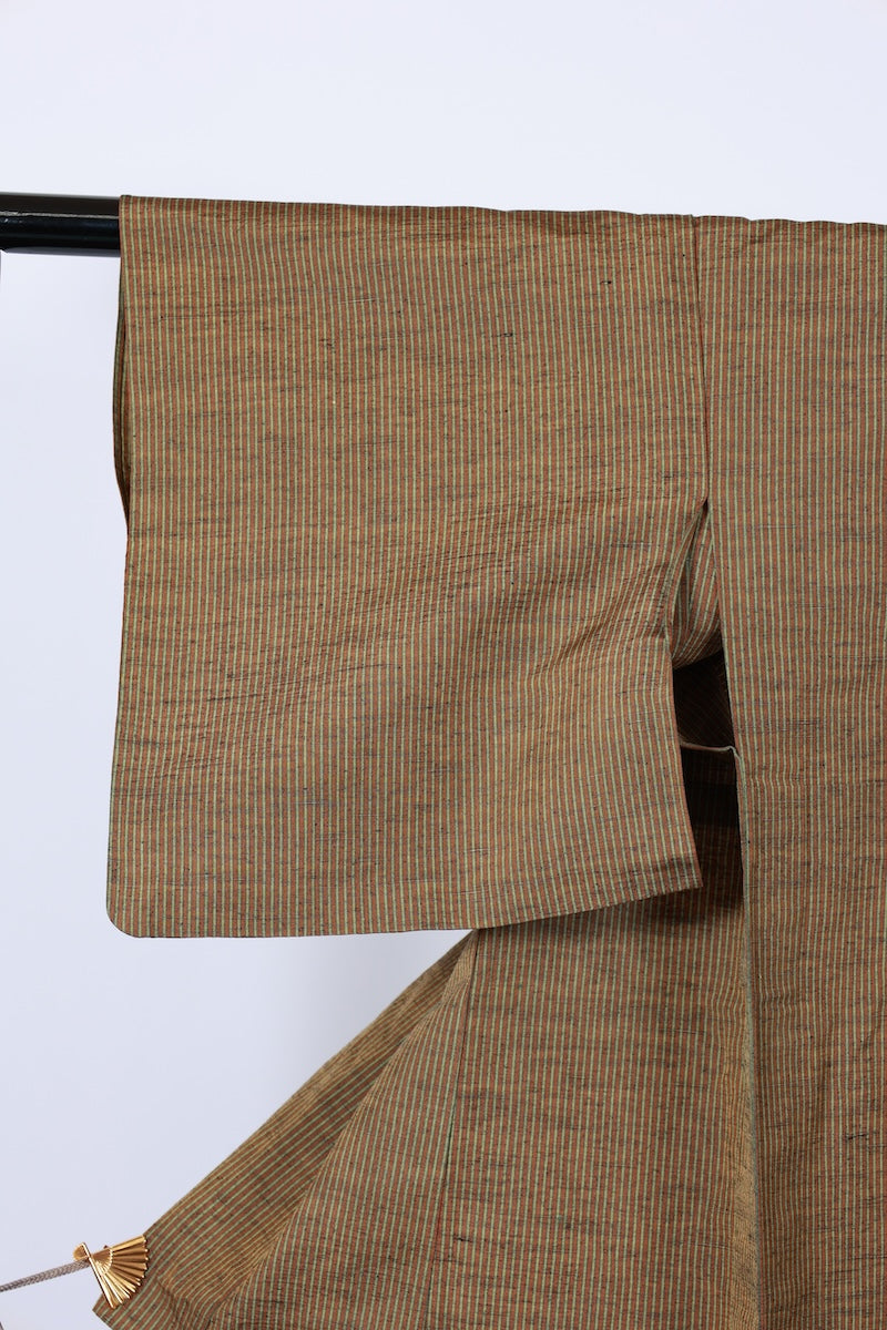 Japanese kimono used <Tsumugi> M-size silk 100% /B973