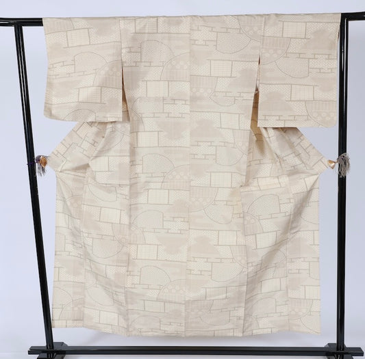 Japanese kimono used <Komon> Msize silk 100% /T503