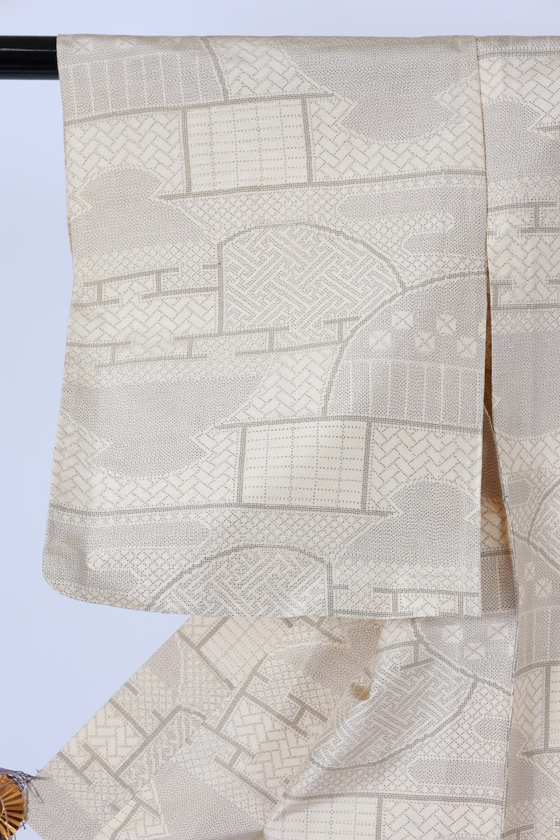 Japanese kimono used <Komon> Msize silk 100% /T503