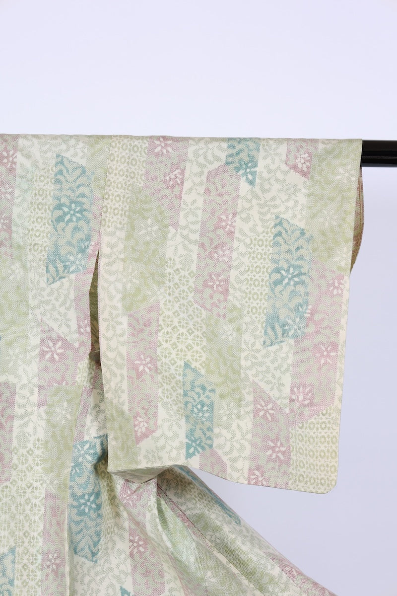 Japanese kimono used <Tsumugi> M-size silk 100% /B971