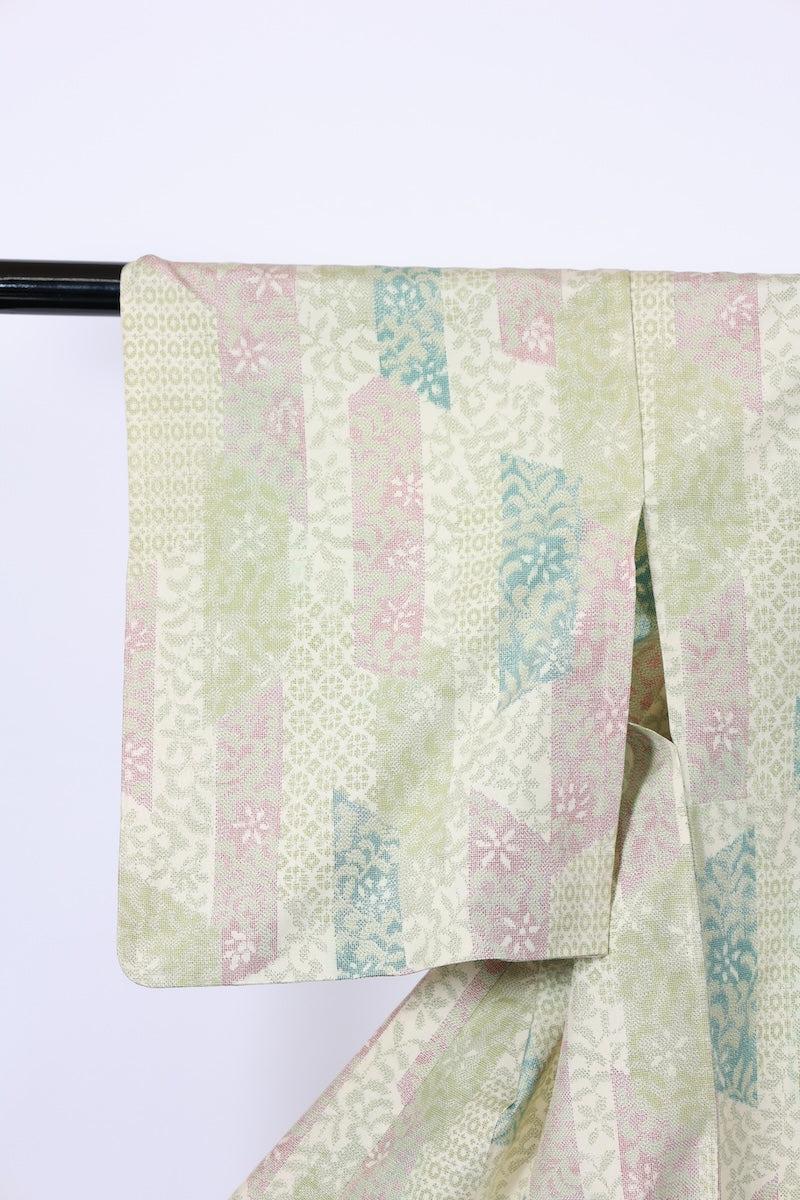 Japanese kimono used <Tsumugi> M-size silk 100% /B971