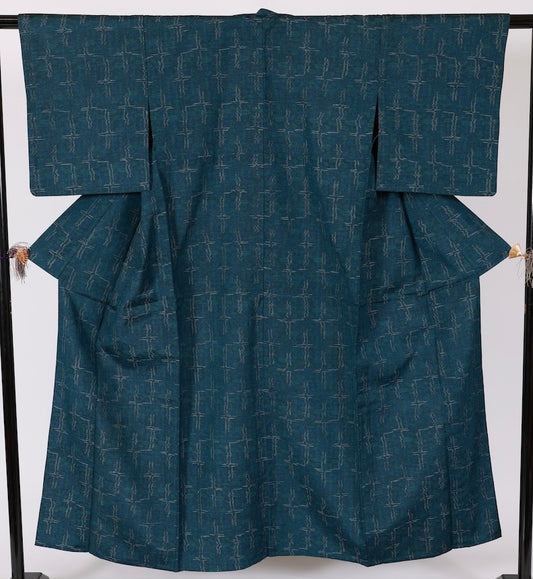Japanese kimono used <Komon> Msize silk wool /T505