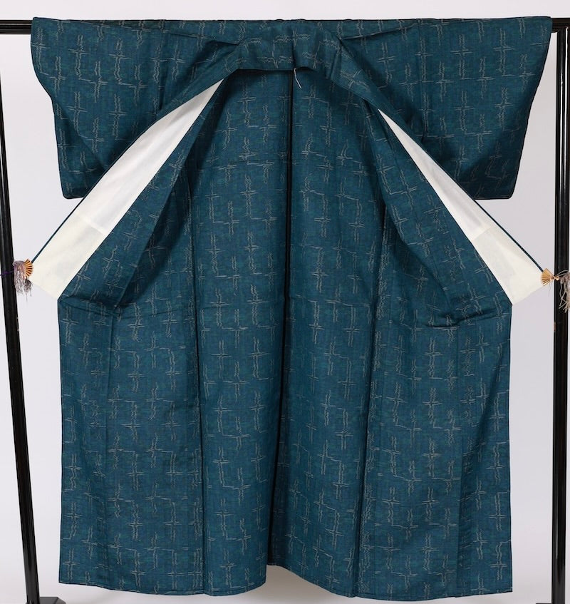 Japanese kimono used <Komon> Msize silk wool /T505
