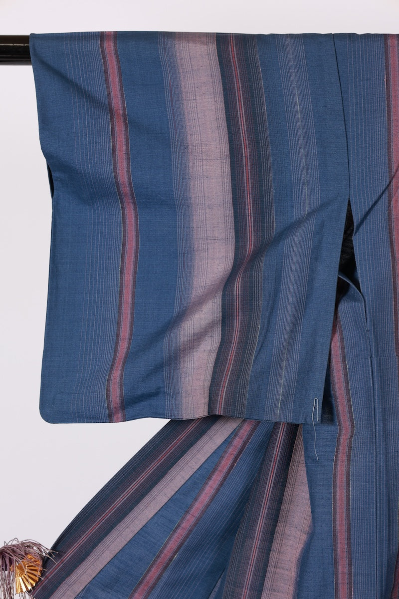 Japanese kimono used <Tsumugi> Msize silk 100% /T504