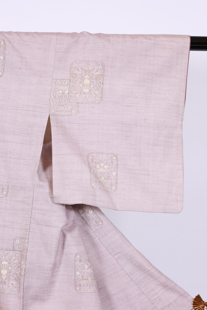 Japanese kimono used <Tsumugi> M-size silk 100% /B966