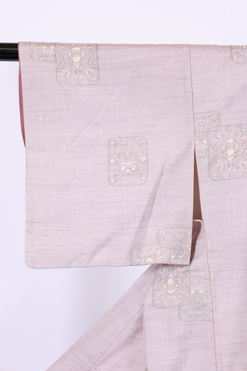 Japanese kimono used <Tsumugi> M-size silk 100% /B966