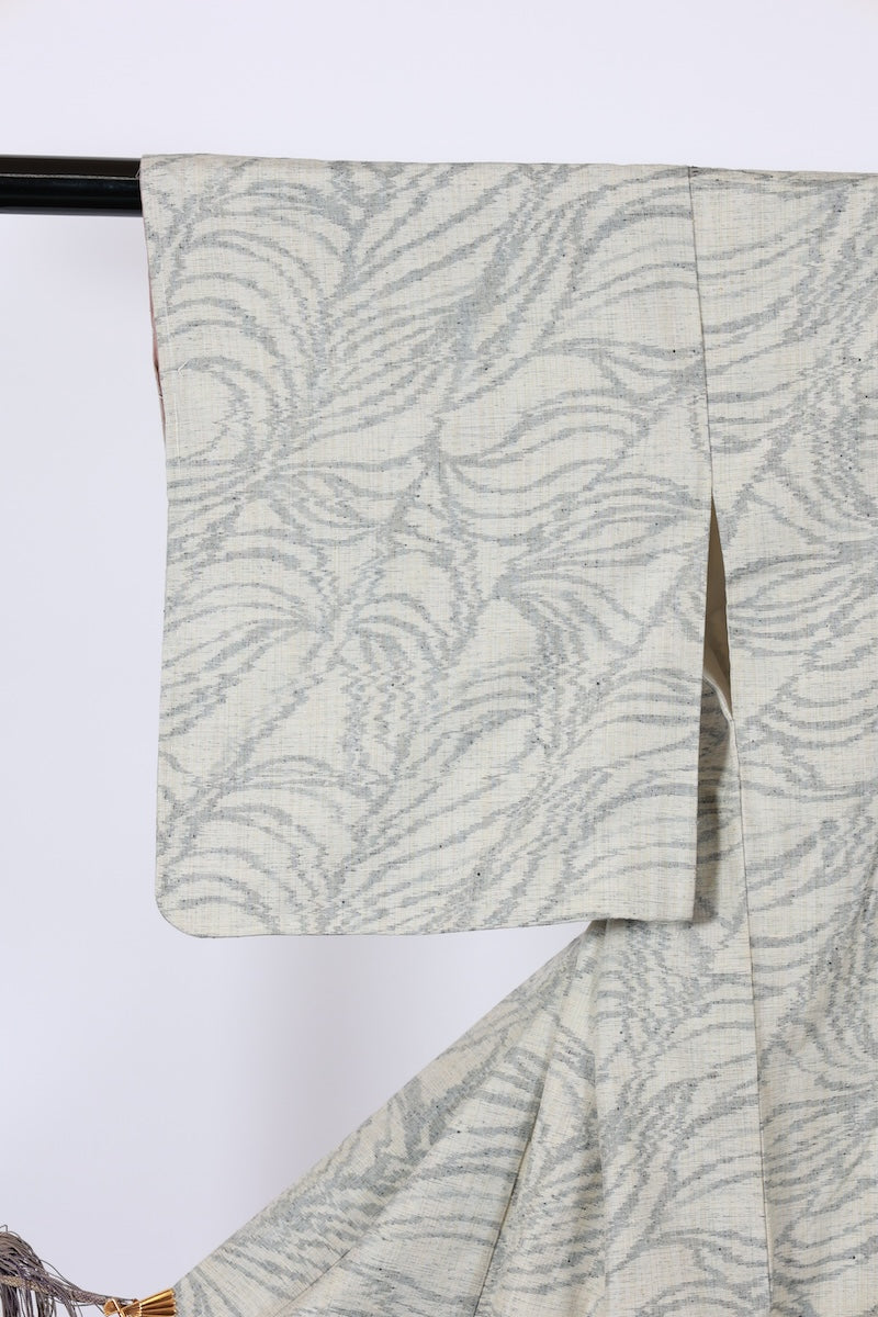 Japanese kimono used <Tsumugi> M-size silk 100% /B964
