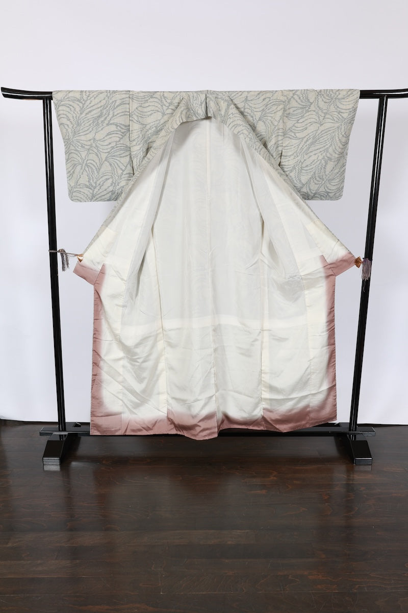 Japanese kimono used <Tsumugi> M-size silk 100% /B964